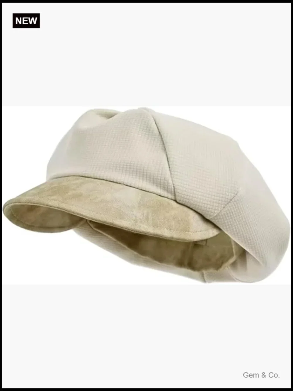 Women's Newsboy Hat with PU Leather Brim Convertible to Beret